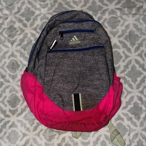 Adidas Heather Gray and Vibrant Pink Backpack